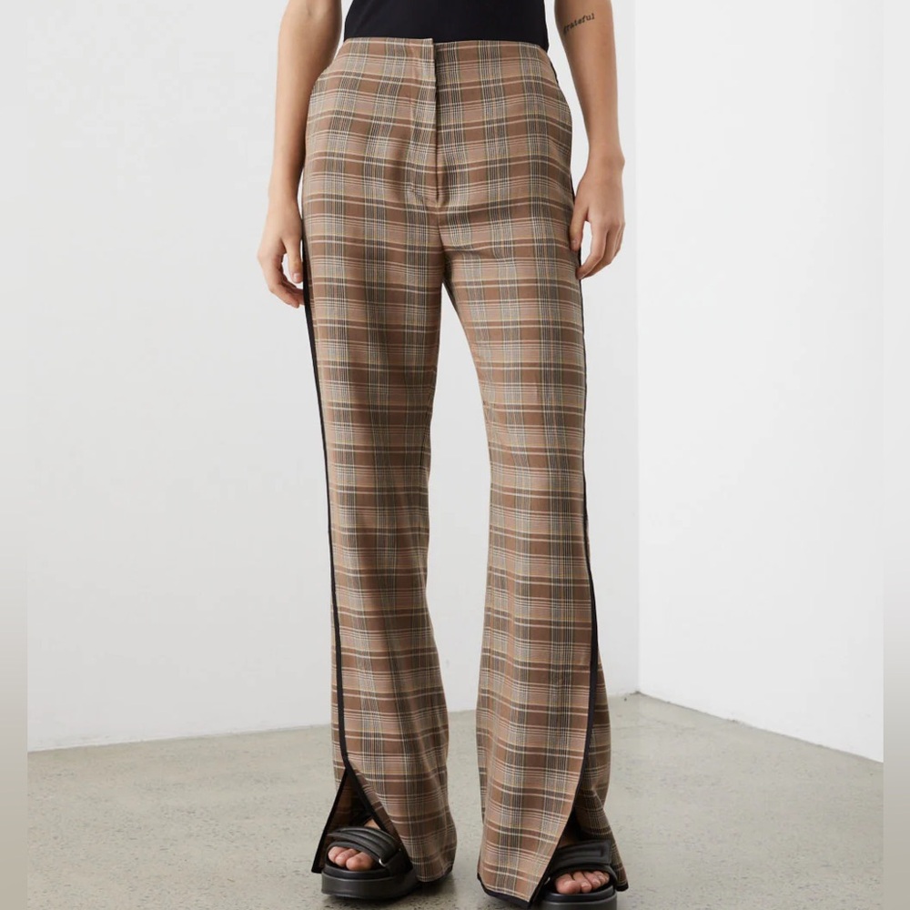 Nanushka tulip check plaid pants, XS